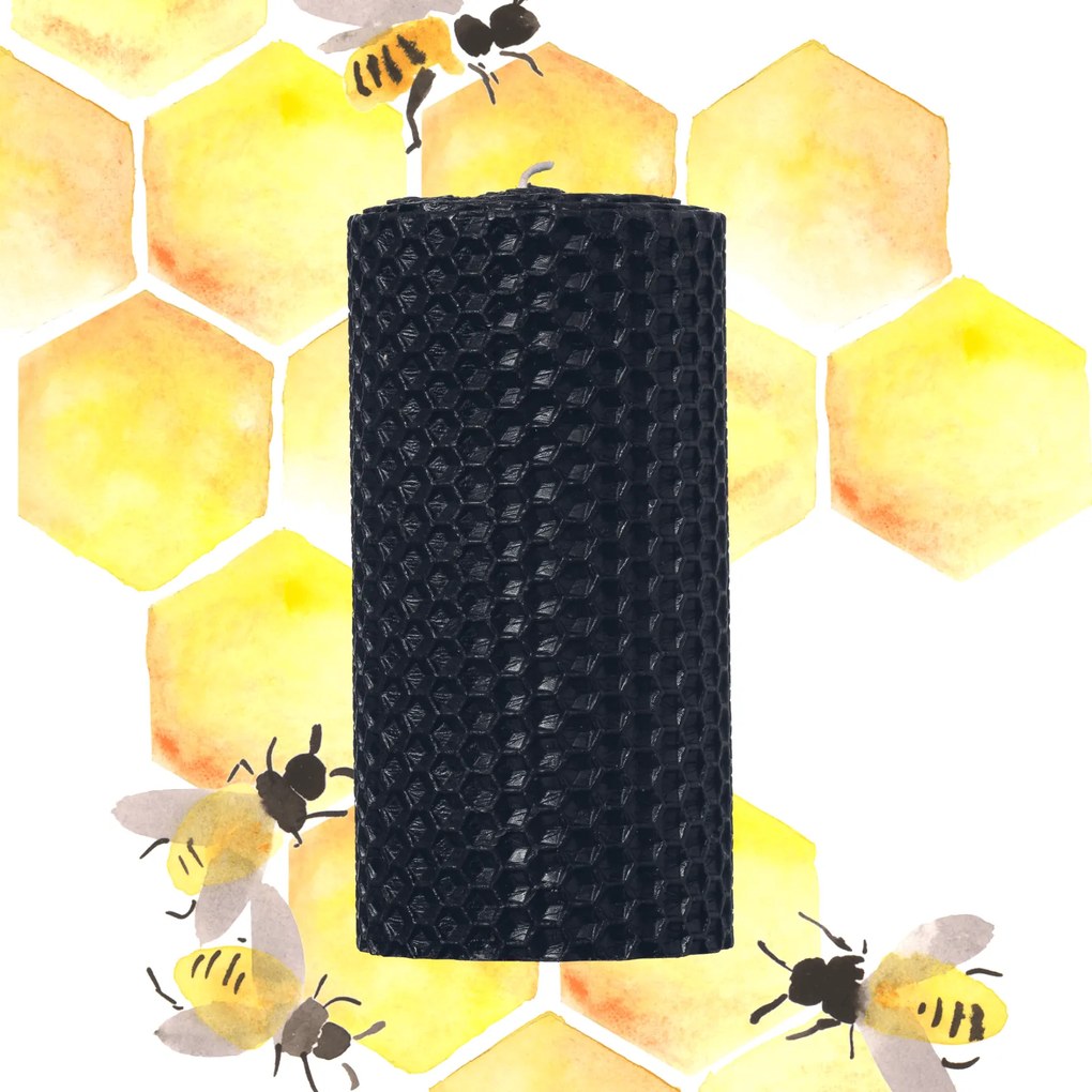 Lumanare tip Fagure din Ceara Colorata - Negru Negru, 10 cm, 3,5 cm