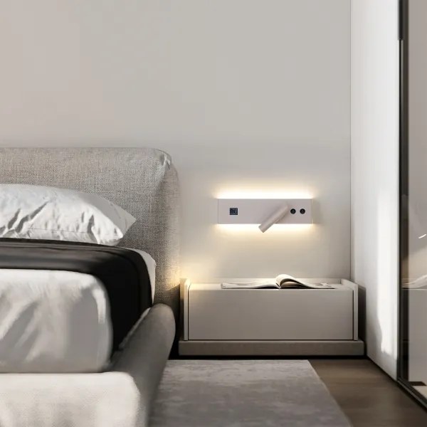 Brilagi-LED Aplică spot de perete cu port USB NOCTIS LED/3W/230V+LED/9W bej