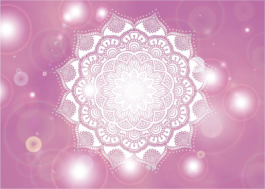 Tablou pe sticlă - Mandala pe fundal roz (70x50 cm)