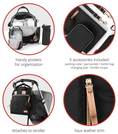 Rucsac de înfășat pentru cărucior 6 în 1 Skip Hop SUITE SET negru