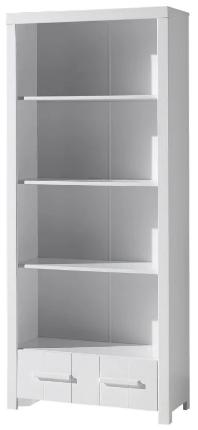 Set ERIK format dintr-un Pat copii (90x200) cu sertar, o noptieră, un Dulap camera copii cu 3 uși, un birou și o bibliotecă.