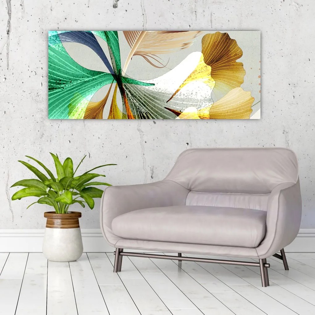 Tablou - Frunze cu pană (120x50 cm)