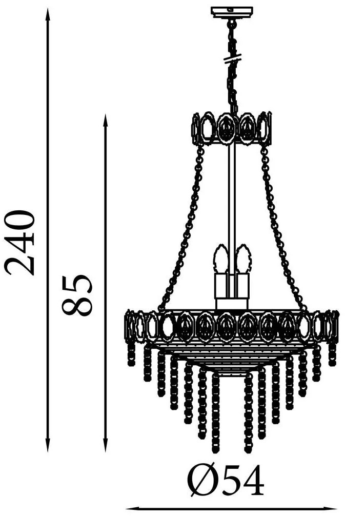 Lustra metal alama satinata, cristal transparent Louis Phillipe