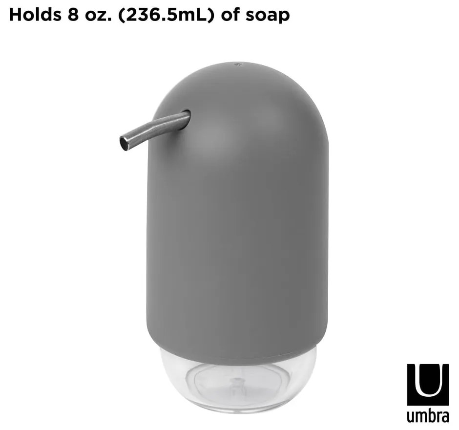 Dozator de săpun lichid gri din plastic 230 ml Touch – Umbra