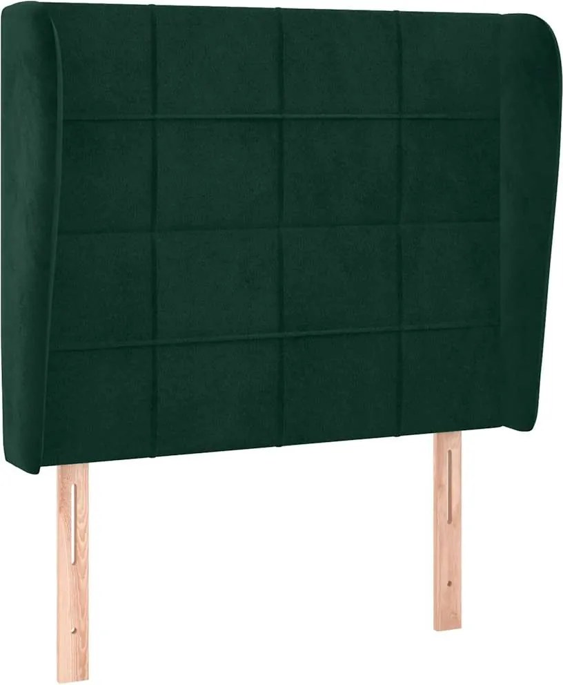 vidaXL Tăblie pat cu aripioare verde închis 103x23x118/128 cm catifea