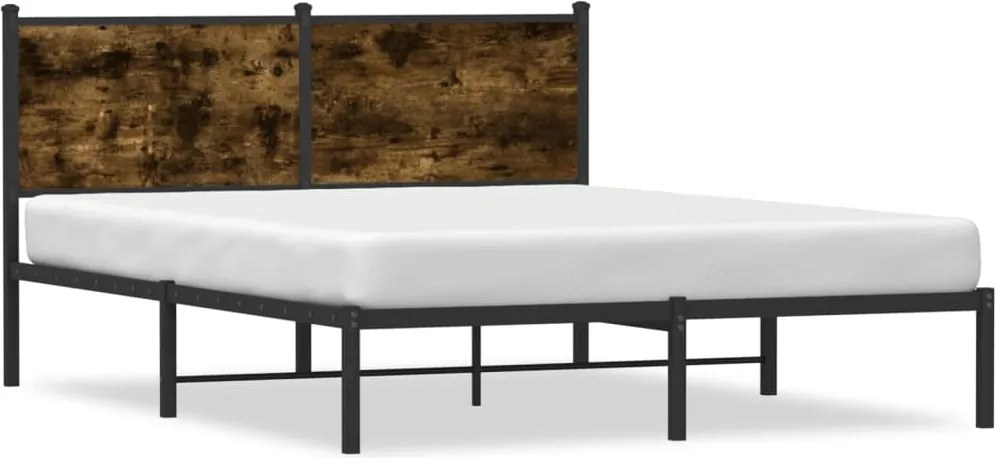 vidaXL Cadru pat metalic fără saltea, stejar fumuriu, 137x190 cm