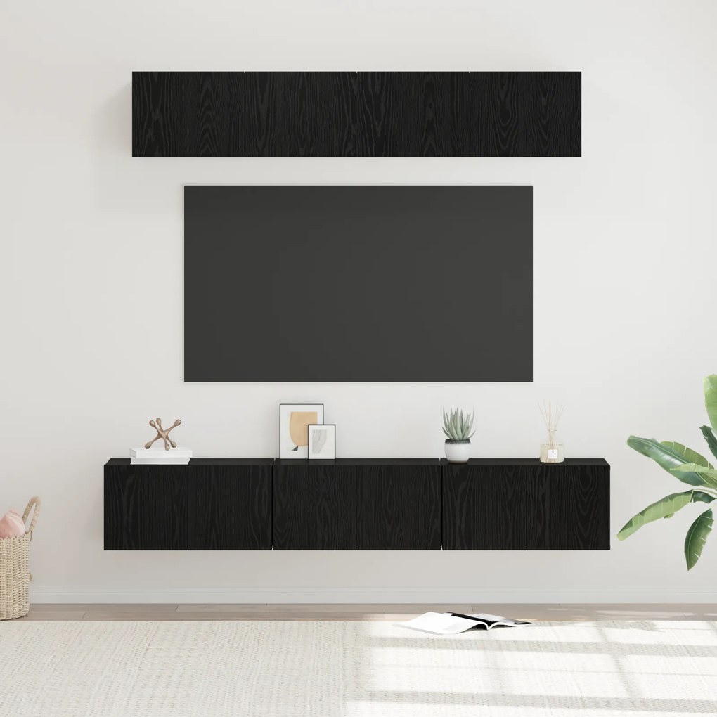 vidaXL Set comodă TV 5 pcs Stejar Negru Mediu 80 x 30 x 30.5 cm