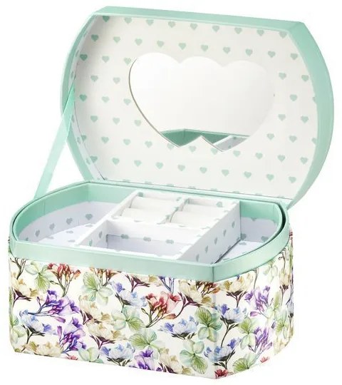 Cutie de bijuterii cu oglinda 16,5x11x8,5cm flori Look