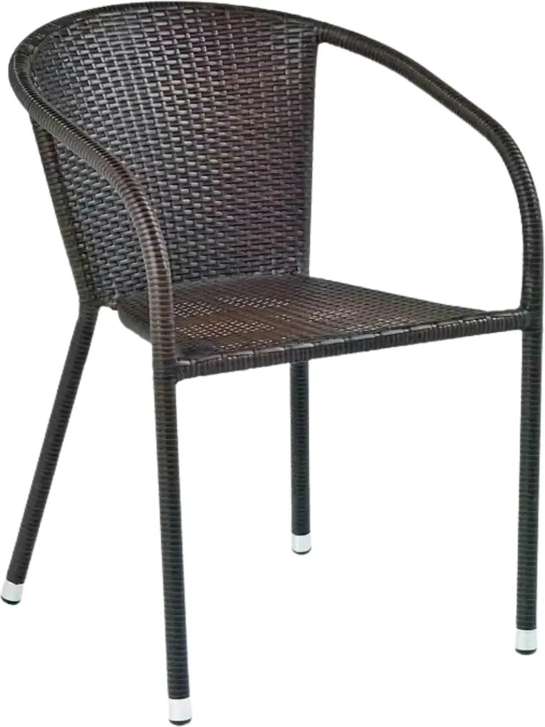 Scaun de ratan MIDAS, maro inchis, ratan sintetic/otel, 57x57x78 cm
