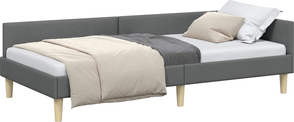 vidaXL Cadru de pat colțar Gri închis 90 x 190 cm țesătură
