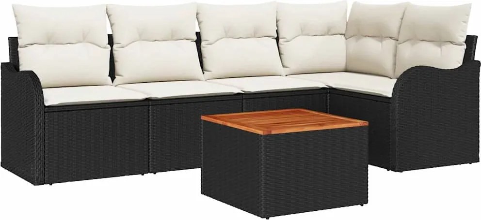 vidaXL Set de canapele pentru grădină 6 pcs Negru și Crem poliratan