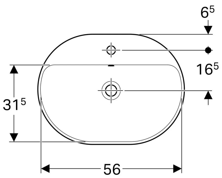 Lavoar baie incastrat alb 60 cm, oval, cu orificiu baterie, Geberit Variform Eliptic Cu orificiu