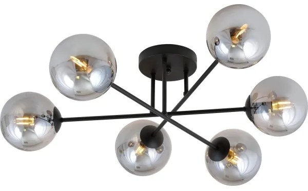 Lustră pe tijă ROMA 6xE14/10W/230V negru/fumuriu