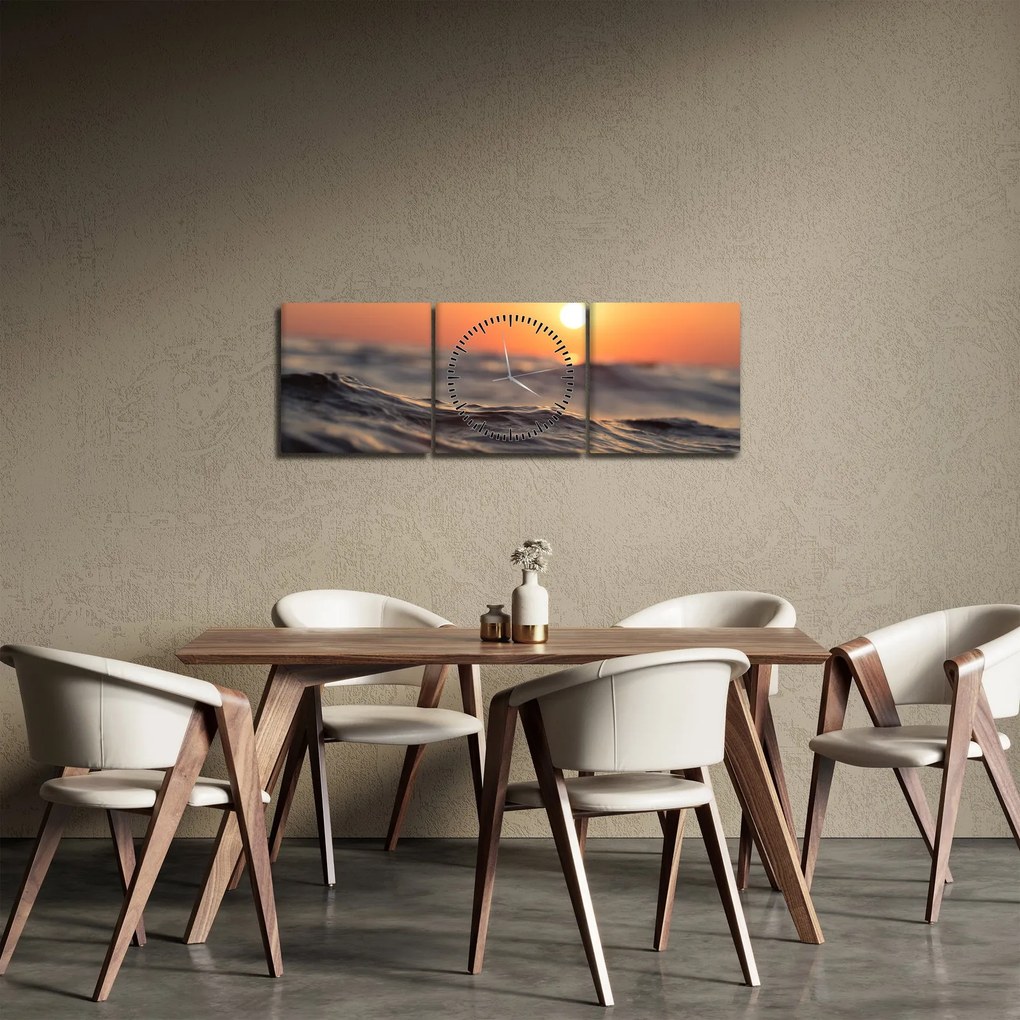 Tablou cu valul mării (cu ceas) (90x30 cm)