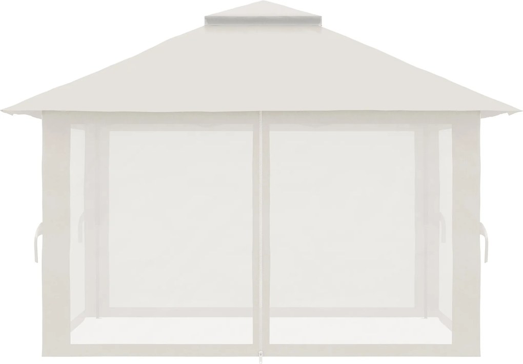 Outsunny Pavilion Pliabil Pop-Up 4x4 m cu Înălțime Reglabilă pe 3 Niveluri, Pavilion Exterior cu Plasă de Țânțari, Saci de Nisip, Geantă de Transport, UV50+, pentru Grădină Camping Petreceri, Crem | Aosom Romania