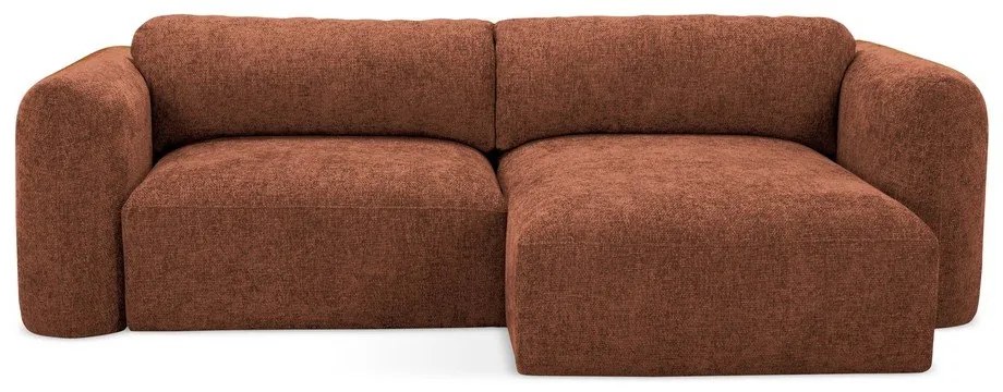 Colțar teracotă extensibil/cu spațiu de depozitare cu tapițerie din chenille (cu colț pe partea dreaptă/cu șezlong) Mele – Makamii