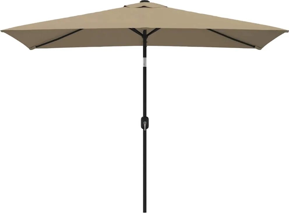 vidaXL Umbrelă de soare exterior, stâlp metalic, gri taupe, 300x200 cm