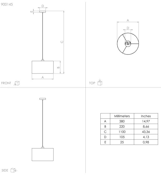 Lustră pe cablu ZARAGOZA 1xE27/40W/230V d. 38 cm Eglo 900145