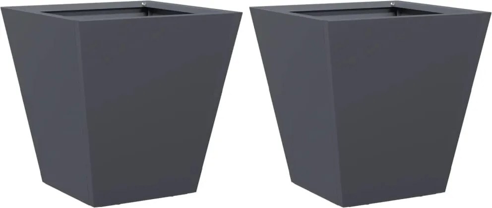 vidaXL Jardiniere de grădină, 2 buc., antracit, 30x30x30 cm, oțel