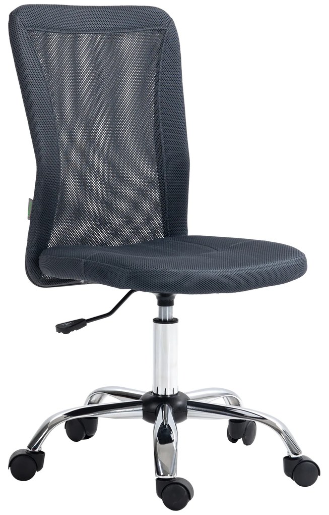Vinsetto Scaun de birou ergonomic înălțime reglabilă picioare cromate pivotant 360° îmbrăcăminte plasă gri închis | Aosom Romania