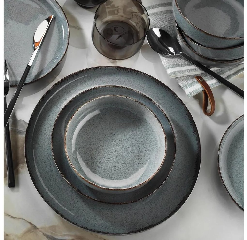 Set de masă 16 piese gri/porțelan