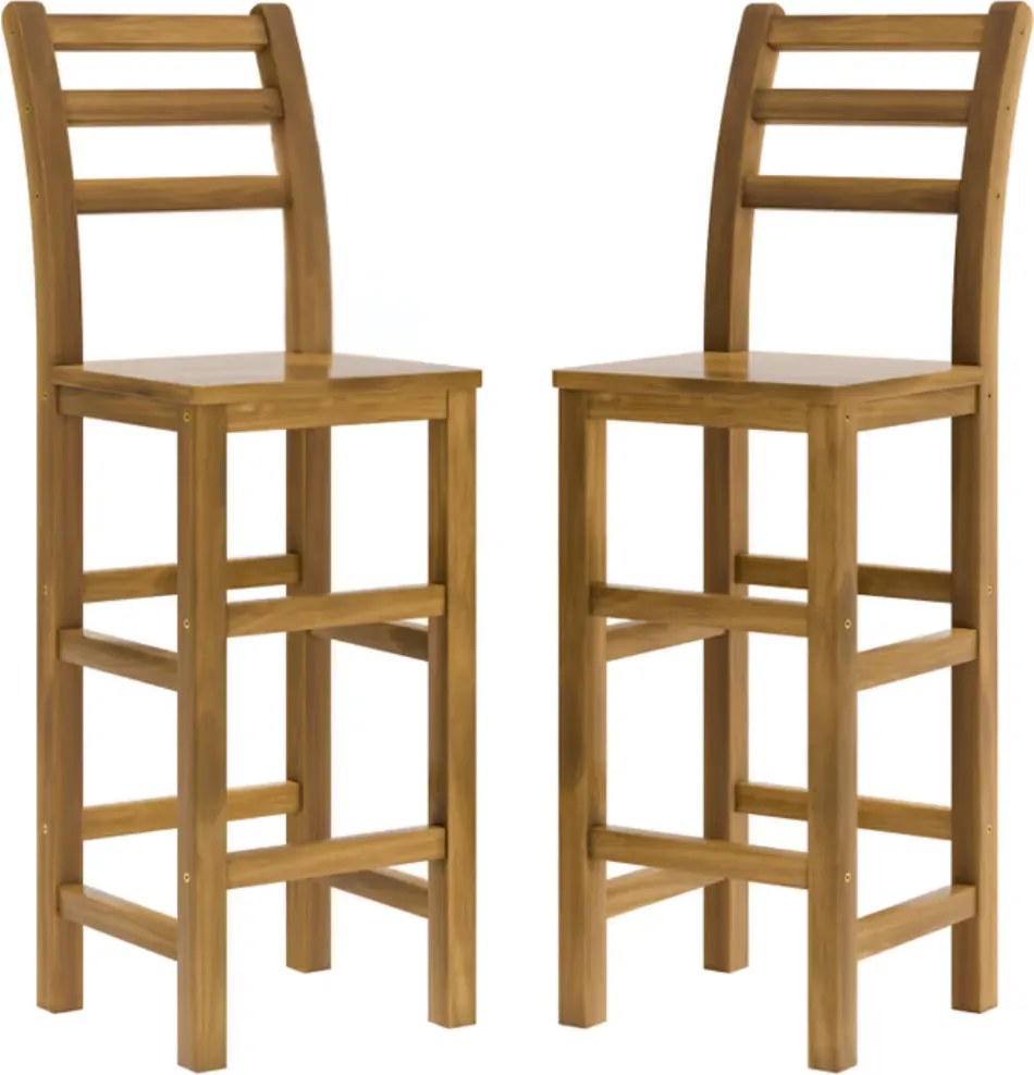 Scaune de bar OSLO cu spătare, 2 buc., 40x36x110cm, maro natural Casaria