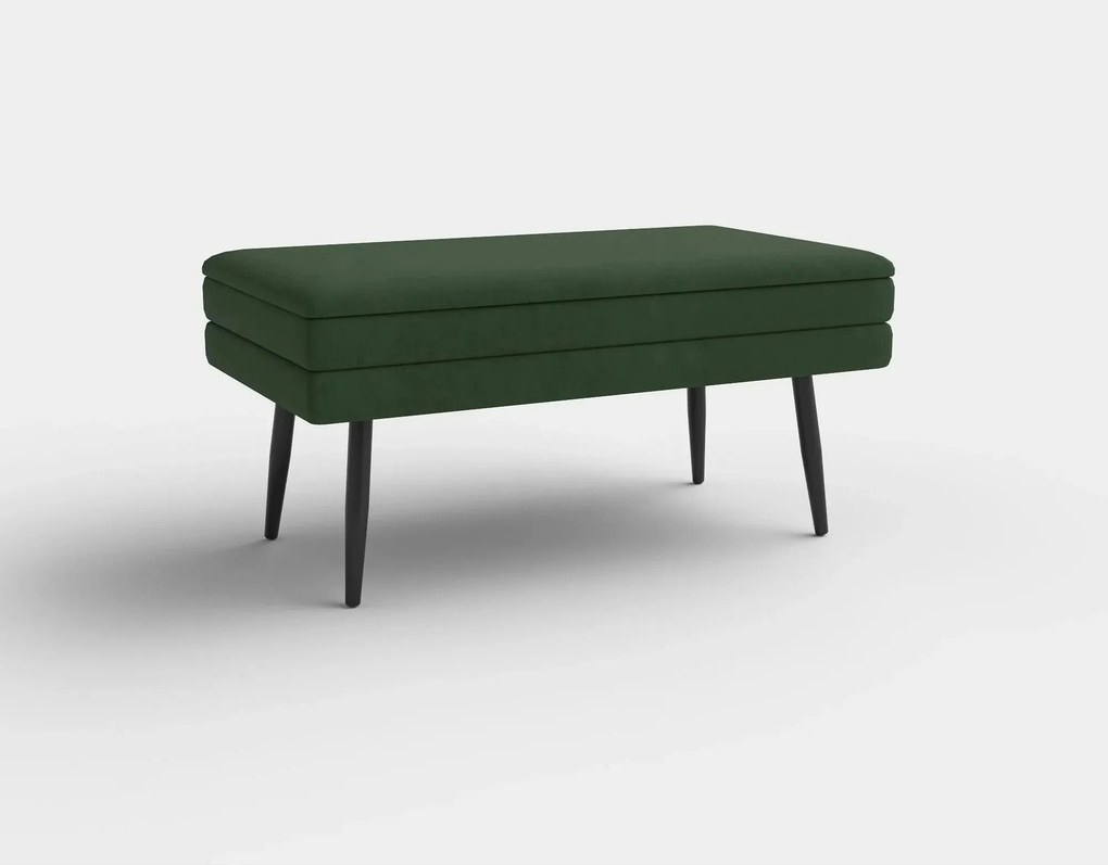 Bancheta hol tapitata VELVA, stofa catifelata verde inchis, 78x35x40 c