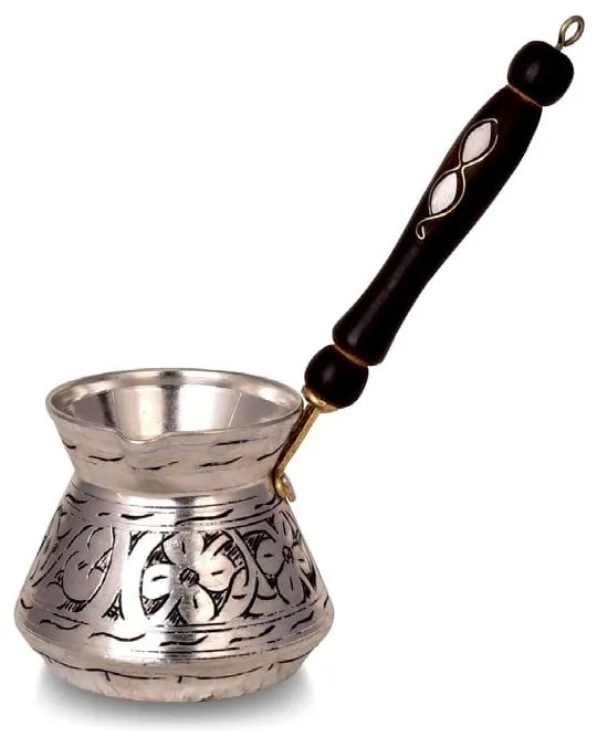 Ibric din cupru alb cu maner din lemn 520 ml CTR18