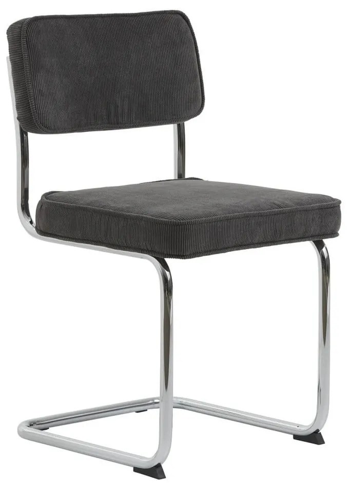 Scaun de dining gri din catifea reiată Rupert – Unique Furniture