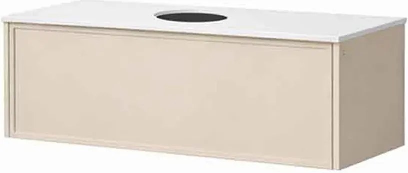 Set dulap baza suspendat KolpaSan Orphia 1 sertar 100 cm finisaj light grey cu blat Kerrock