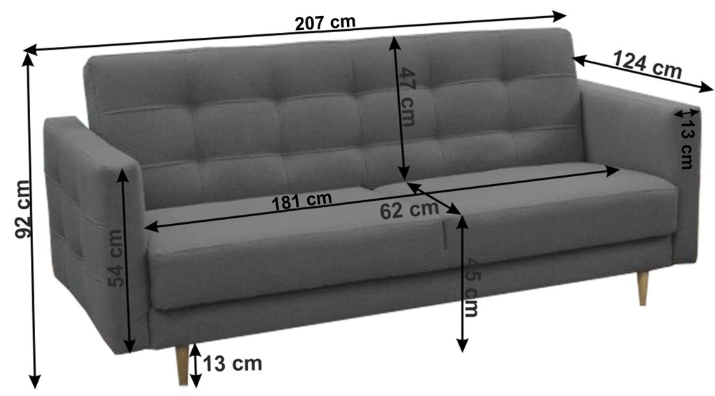 Canapea tapiţată 3+1+1, material textil gri închis, AMEDIA
