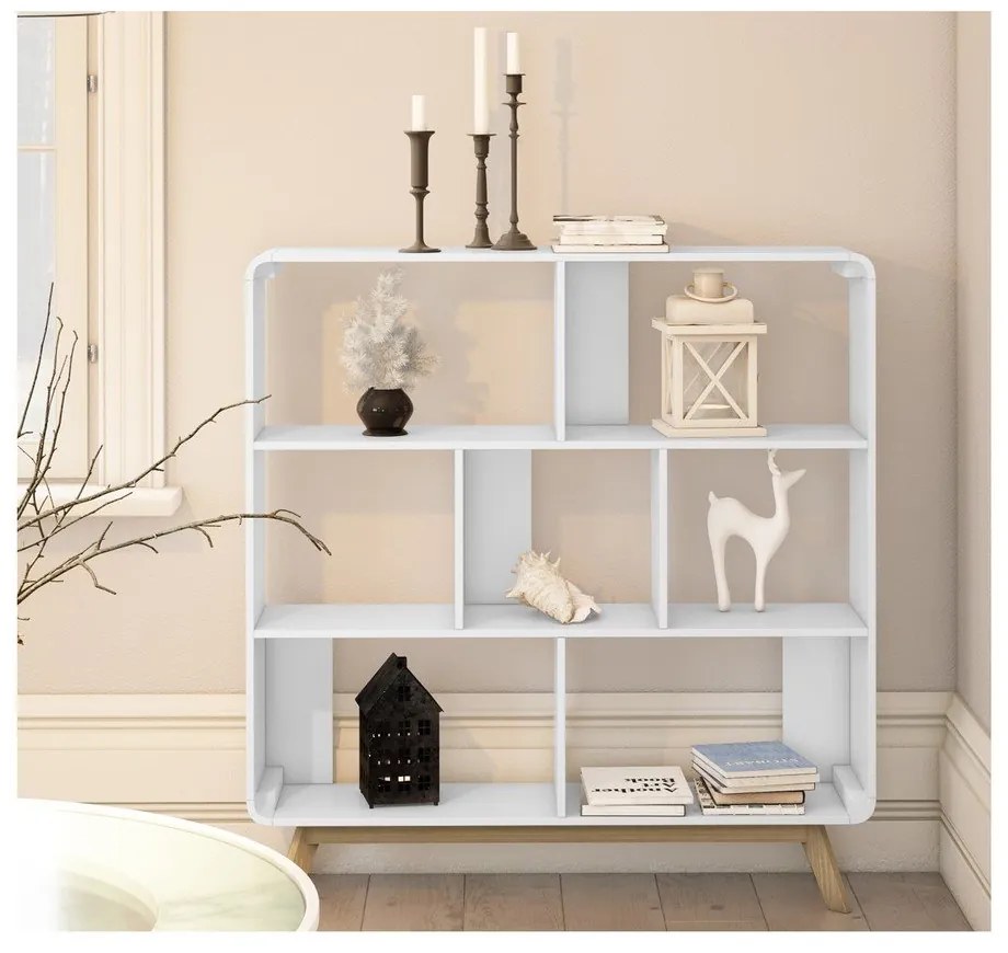 Bibliotecă albă 122x126 cm Caitlin – Støraa