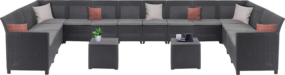 Set de mobilier de grădină Claire IV cu 14 locuri și masă de depozitare Vigo, grafit