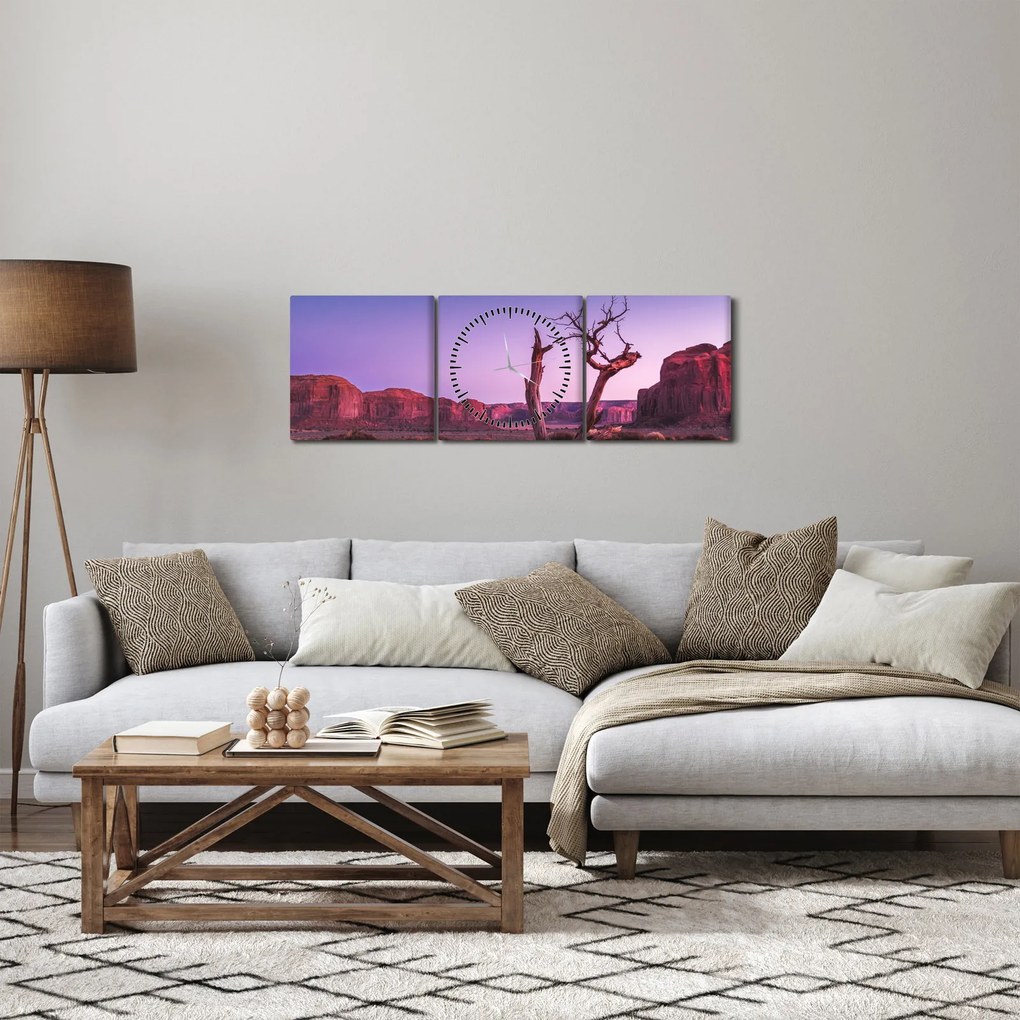 Tablou u copaci lângă pietrile roșii (cu ceas) (90x30 cm)