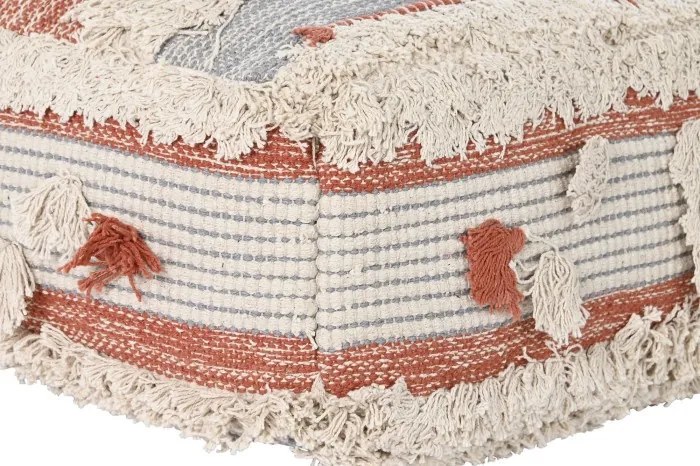 Puf de podea din bumbac țesut manual, 60 x 60 x 25 cm, dungi portocaliu și alb, 6300 gr, „Floor Cushion Stripes"