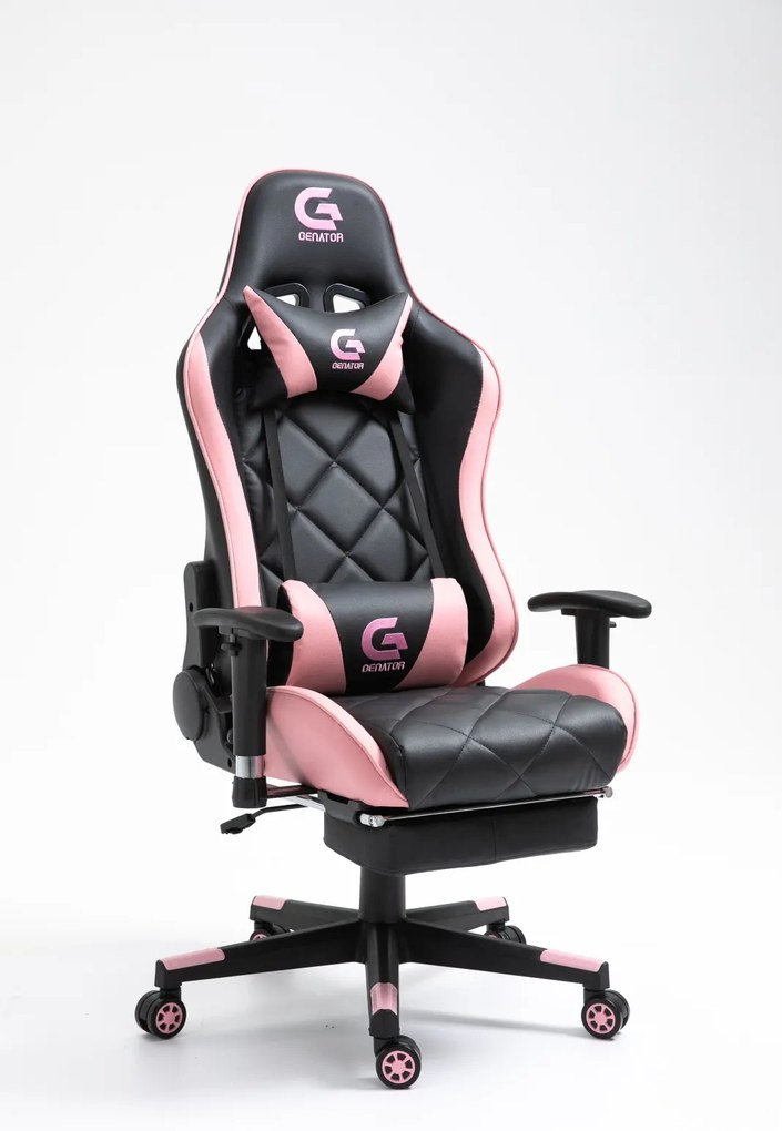 Scaun gaming Genator, suport picioare, funcție sezlong, SIG 5028, Negru/Roz