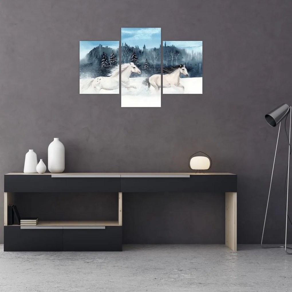 Tablou cu caii pictați (90x60 cm)