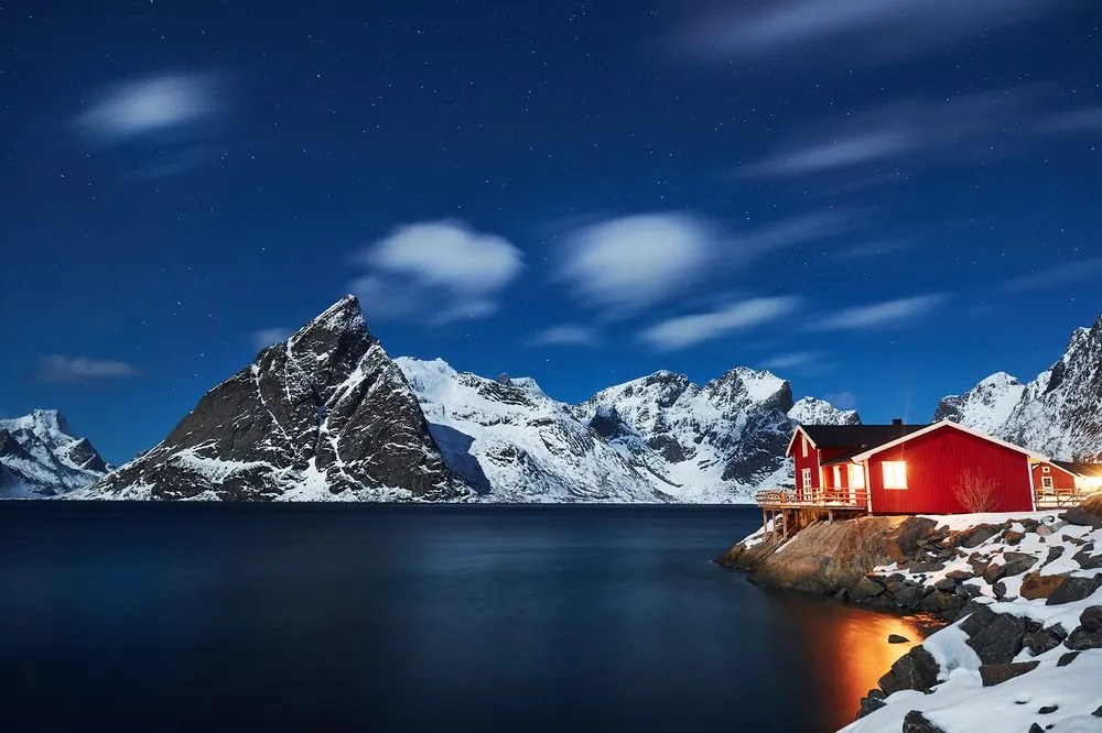 Fototapet peisaj nocturn în Norvegia
