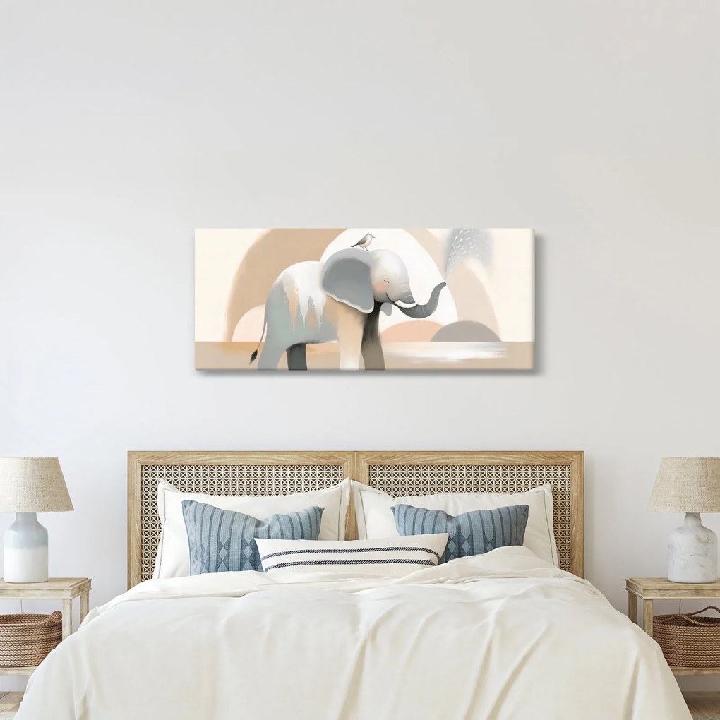 Tablou - Elefant în culori pastel (120x50 cm)