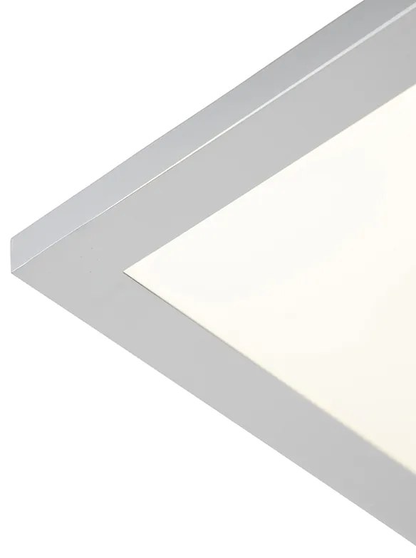 Plafonieră elegantă dreptunghiulară cromată cu LED inclus IP44 - Flat