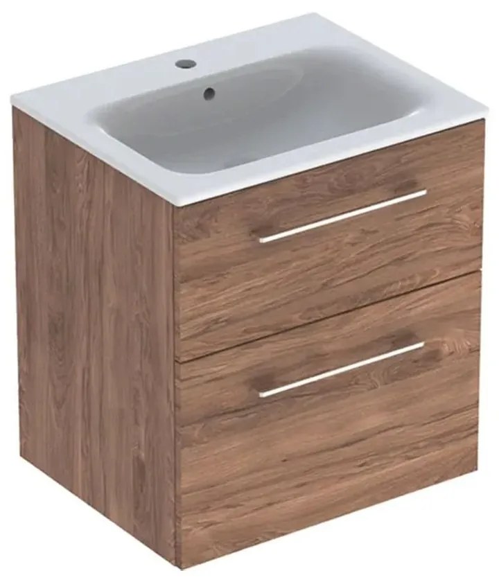 Dulap pentru lavoar 64x59x48 cm, cu lavoar, 2 sertare, nuc hickory Nuc inchis