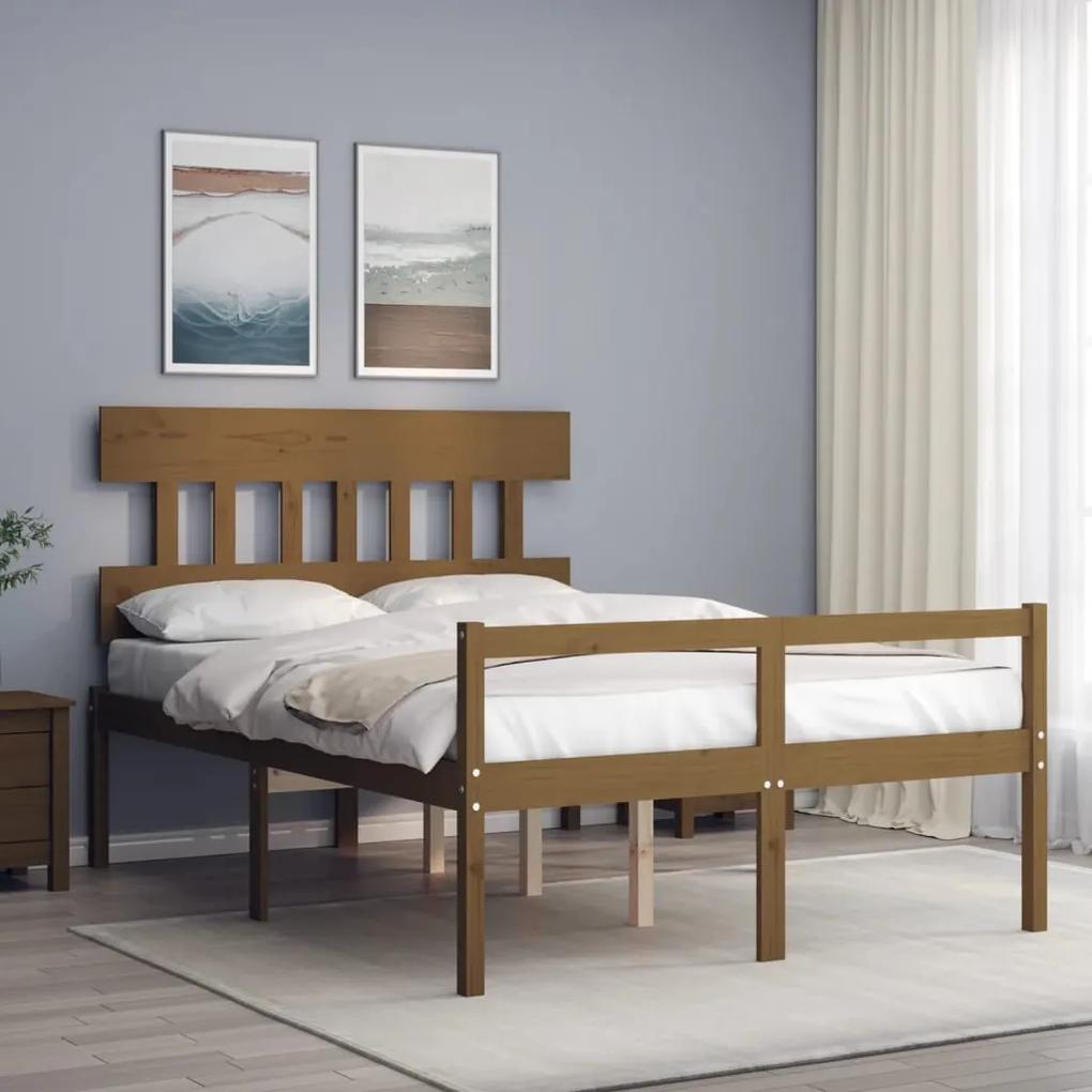 3195414 vidaXL Cadru de pat senior cu tăblie, 120x200 cm maro miere lemn masiv