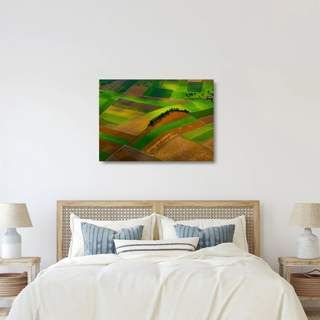 Tablou pe sticlă - Lan, luncile (70x50 cm)