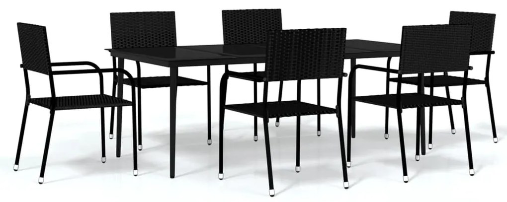 3099593 vidaXL Set mobilier pentru grădină, 7 piese, negru