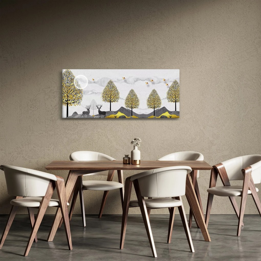Tablou cu cerbi pictați (120x50 cm)