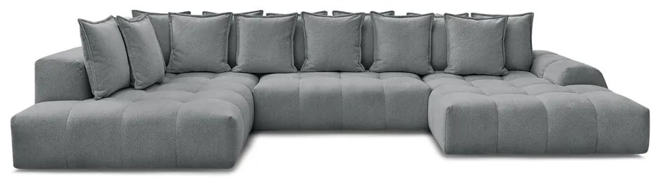 Colțar gri închis extensibil/cu spațiu de depozitare cu tapițerie din chenille (cu colț pe partea stângă/în formă de "U") Everest – Bobochic Paris