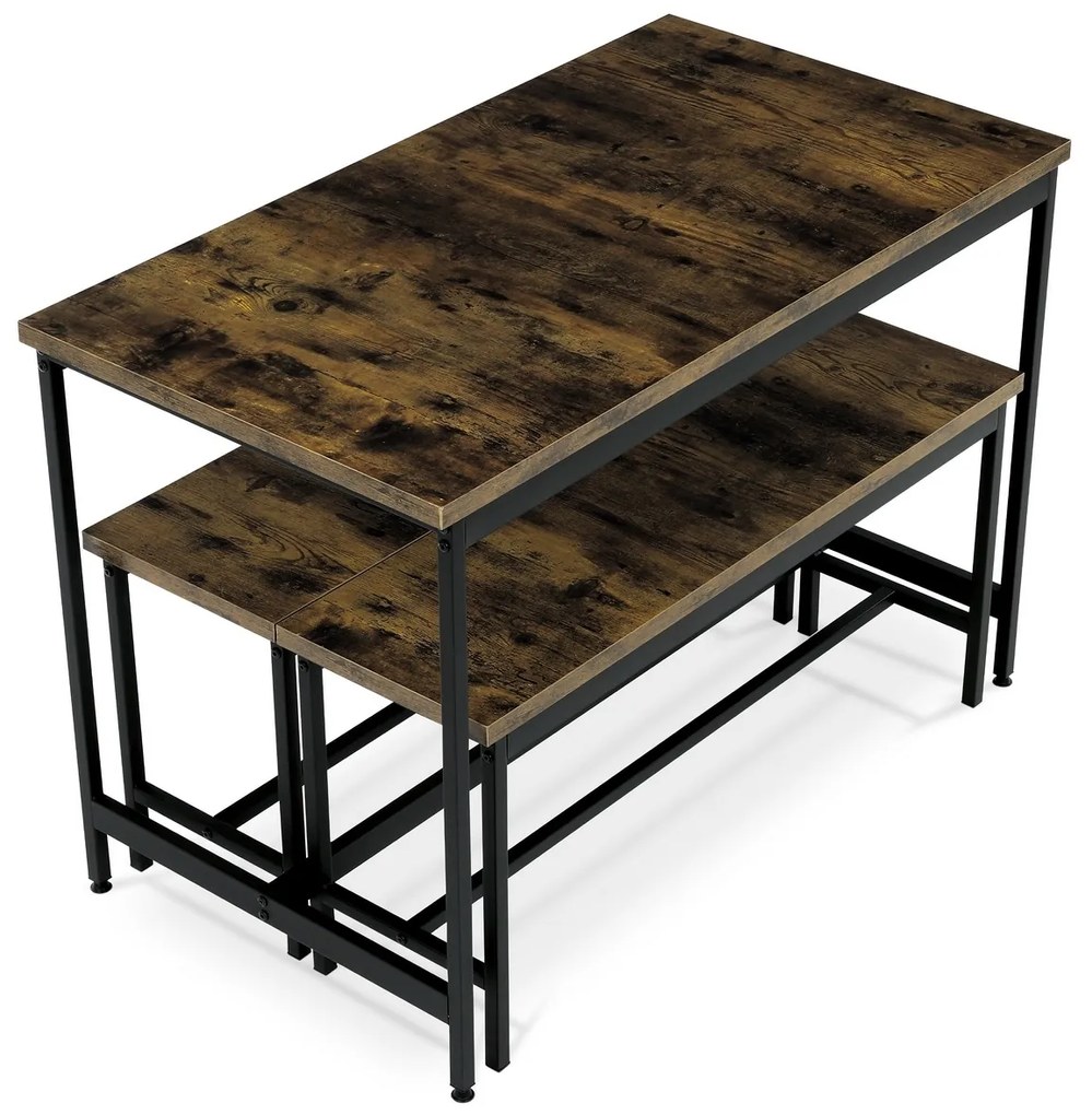 Set de masă cu 2 bănci OLD WOOD , 110 x 60 x 75 cm