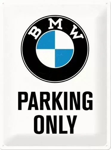 Placă metalică BMW - Parking Only - White