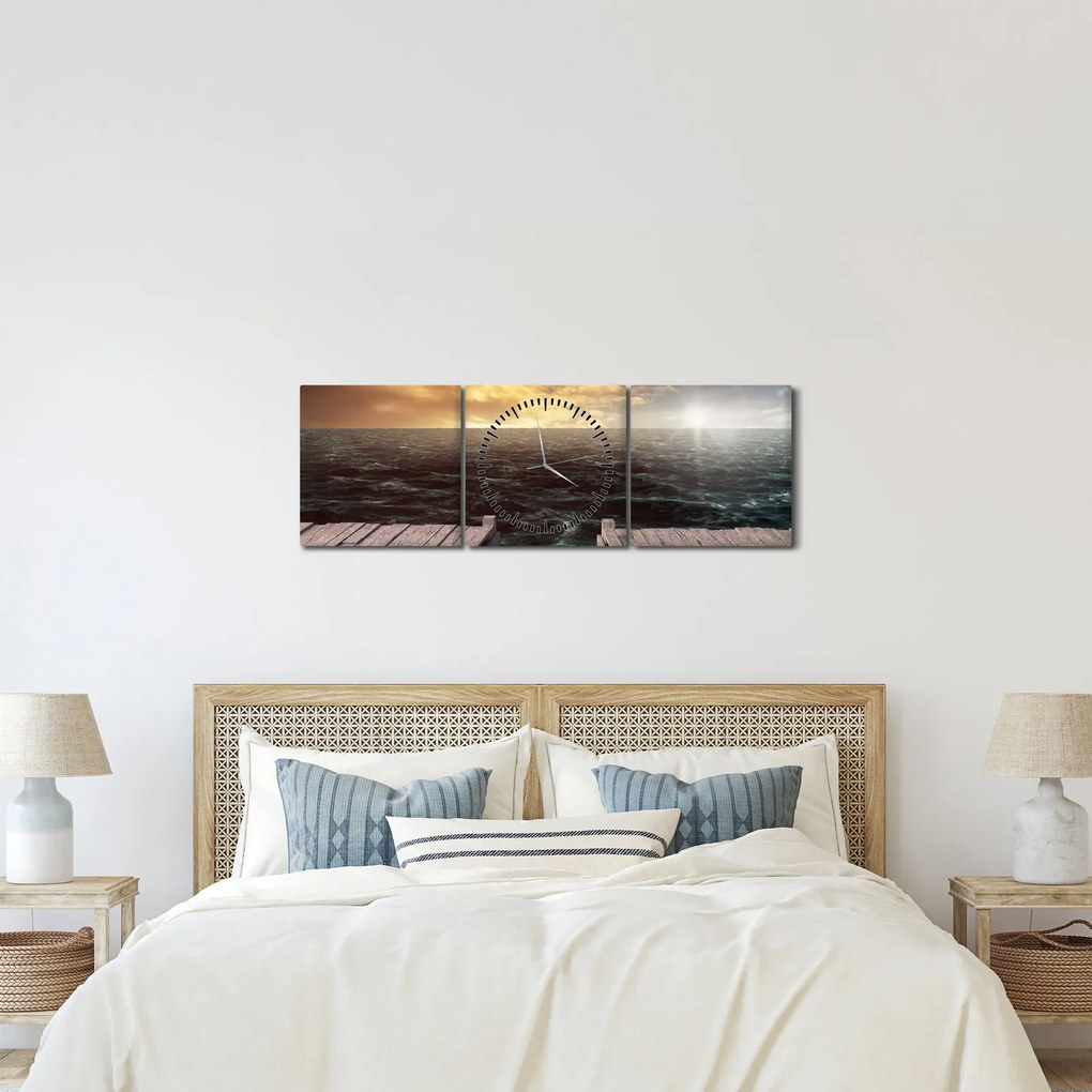 Tablou cu marea (cu ceas) (90x30 cm)