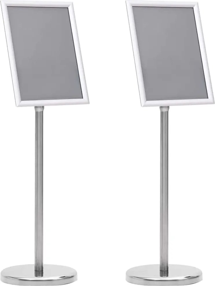 vidaXL Suporturi pentru postere 2 pcs Argintiu 32.7 x 24 x 108 cm